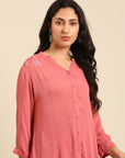 Coral Straight Kurta Pant Set