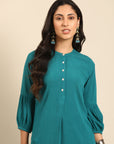 Teal Straight Kurta Pant Set