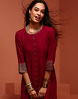 Fuchsia Kalidar Solid Kurta