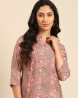 Muslin Pink Printed Kurta