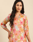 Multicolor Printed Muslin Kurta Pant Set