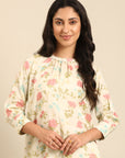 Offwhite Printed Muslin Kurta Pant Set