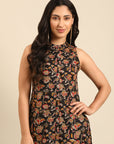Black Printed Straight Kurta Set