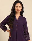 Lilac Solid Rayon A-Line Kurta