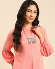 Coral Straight Kurta Pant Set