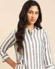 Black & White Striped Kurta Set