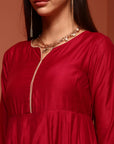 Red Kalidar Anarkali Kurta Set