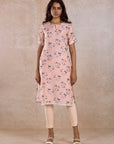 Pink Printed Straight Kurta