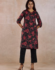Red & Black Straight Kurta