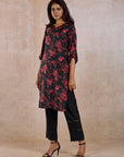 Red & Black Straight Kurta