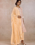 Peach Printed Kurta Set with Dupatta