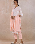 Pink Printed Straight Kurta Set with Dupatta