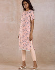 Pink Printed Straight Kurta