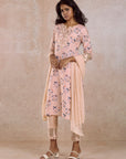 Pink Printed Kurta Set with Dupatta