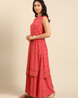 Coral Flared Kurta Pant Set