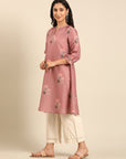 Pink Printed Muslin Kurta
