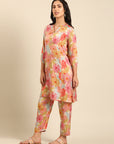 Multicolor Printed Muslin Kurta Pant Set