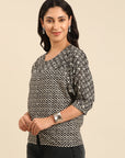 Black & White Printed Viscose Rayon A-Line Top