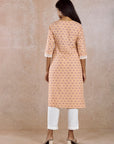 Peach Printed Straight Kurta