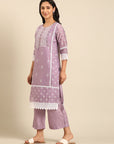 Lilac Chanderi Kurta Set