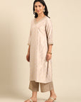 Beige Rayon Kurta Set
