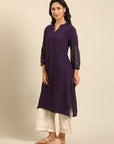 Lilac Solid Rayon A-Line Kurta