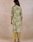 Green Yoke Embroidered Rayon Kurta