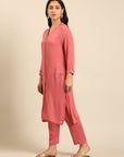Coral Straight Kurta Pant Set