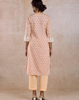 Peach Printed Kurta Set with Dupatta