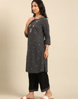 Black Staright Kurta Pant Set