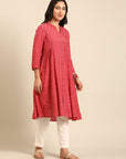 Fuchsia Printed Rayon A-Line Kurta