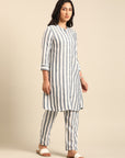 Black & White Striped Kurta Set