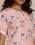 Pink Printed Straight Kurta