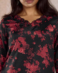 Red & Black Straight Kurta