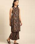 Black Printed Straight Kurta Set