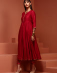 Red Kalidar Anarkali Kurta Set