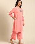 Coral Straight Kurta Pant Set