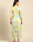 Mint Printed Straight Kurta Pant Set