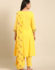 Solid Yellow A-line Kurta Set