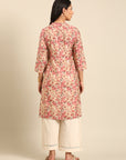 Pink Printed Muslin Straight Kurta