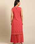 Coral Flared Kurta Pant Set