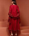 Red Kalidar Anarkali Kurta Set