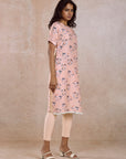 Pink Printed Straight Kurta