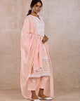 Pink Printed Straight Kurta Set with Dupatta