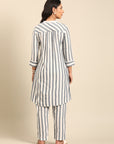 Black & White Striped Kurta Set