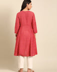 Fuchsia Printed Rayon A-Line Kurta