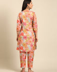 Multicolor Printed Muslin Kurta Pant Set