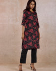 Red & Black Straight Kurta