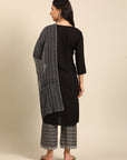 Black Solid Kurta Palazzo Set
