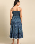 Indigo Printed Flared Cotton Dress